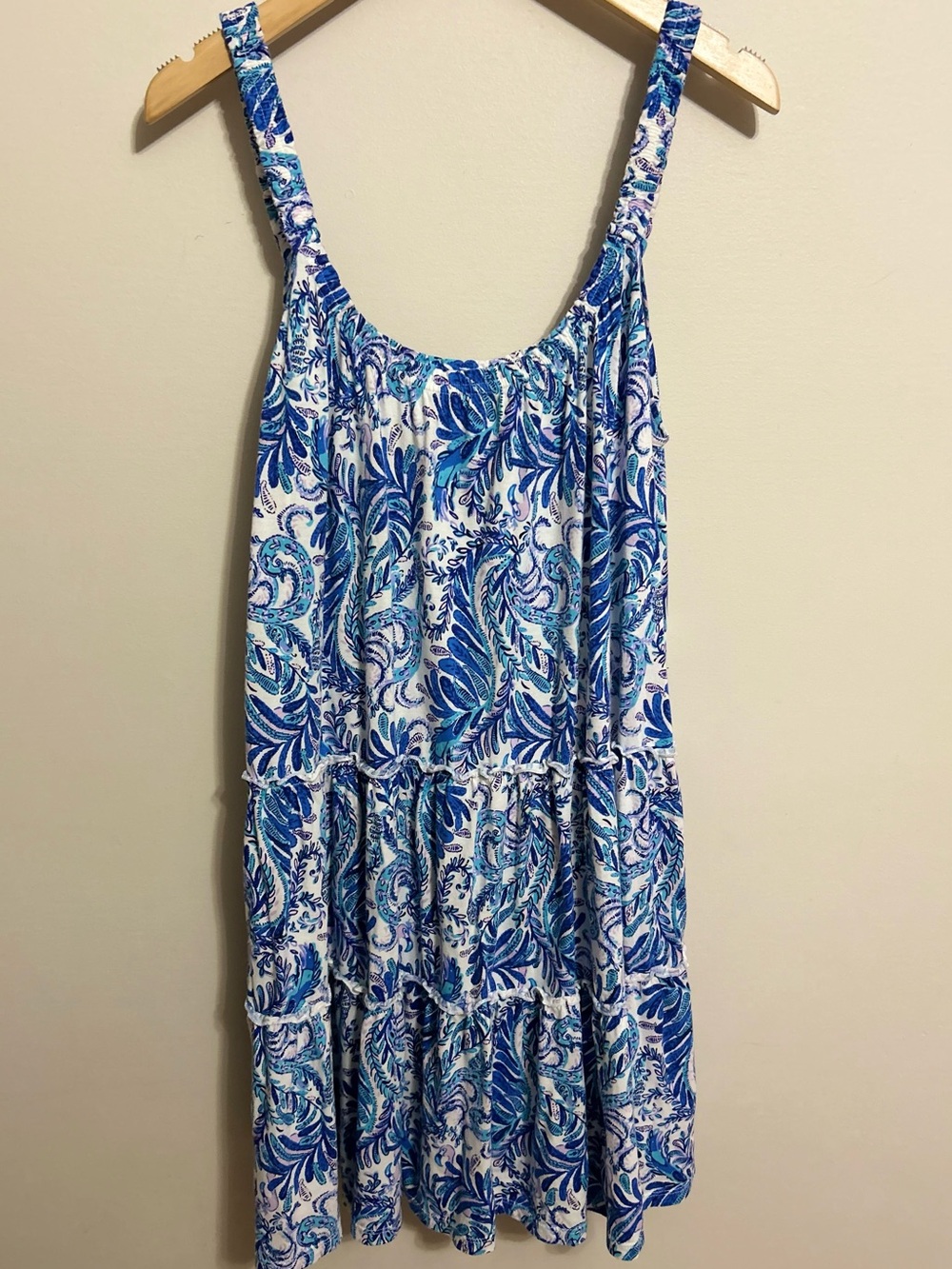 ⭐️Lilly Pulitzer Dress Blue Swirls Flowy Cotton L⭐️